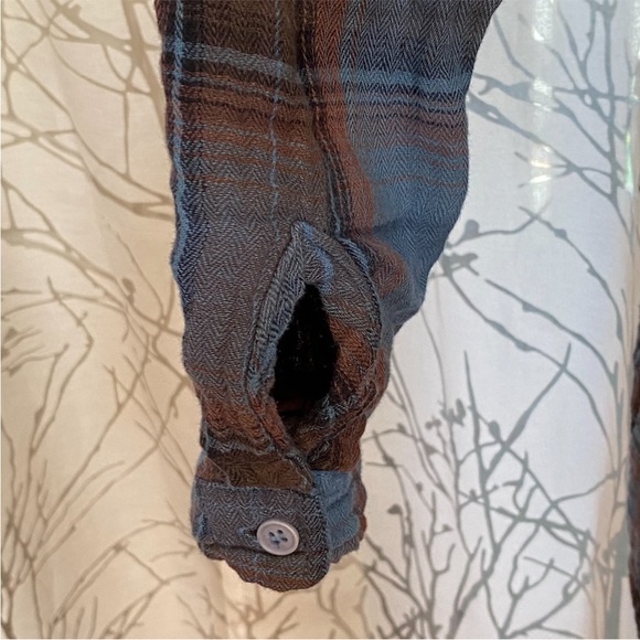 Free People CP Shades blue brown plaid check mate campfire tunic shirt dress - Picture 6 of 7